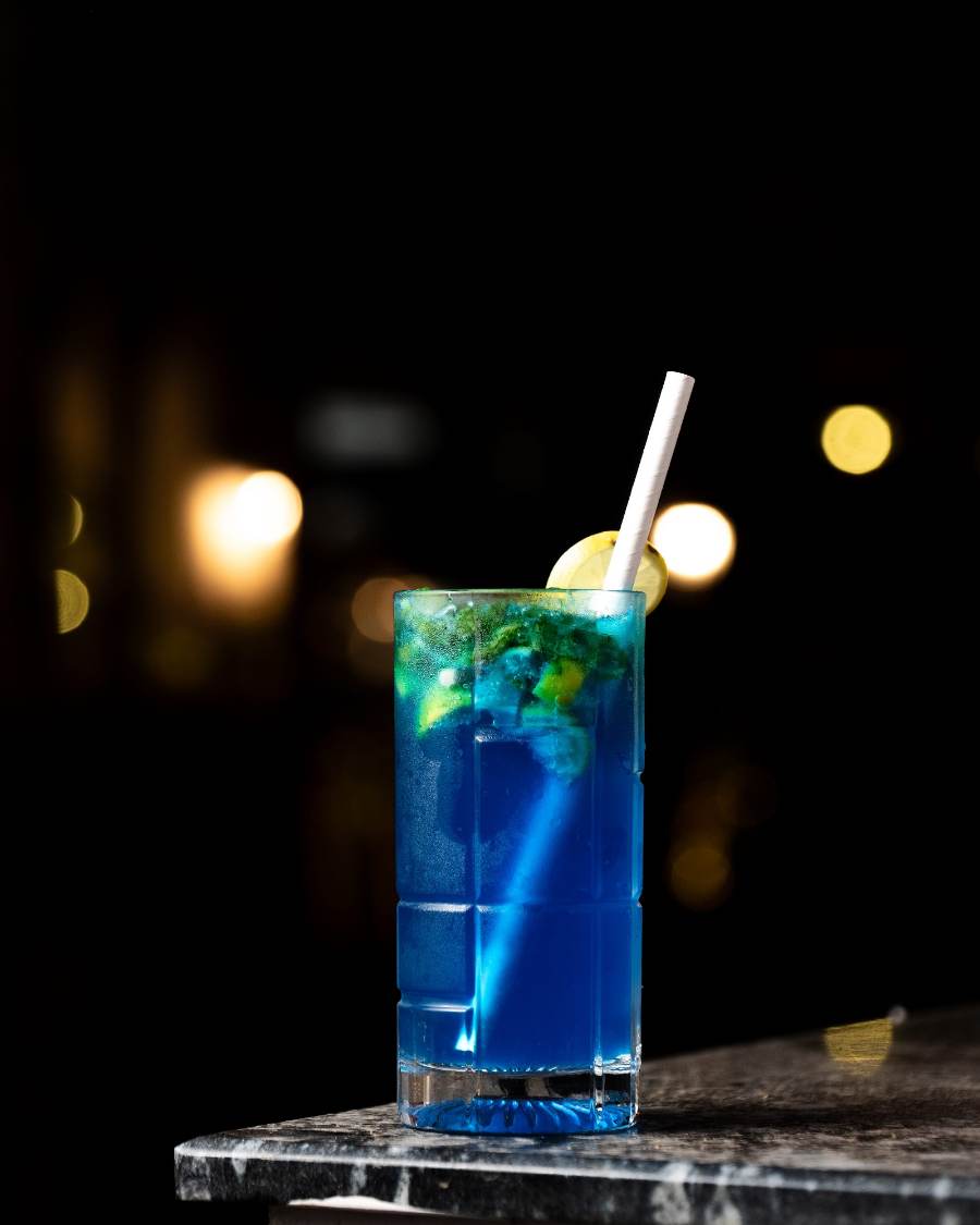 A blue mocktail
